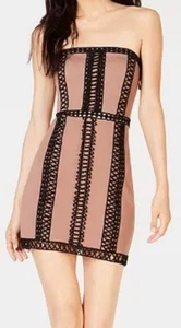 NWT Free People Sz 10 City Lights Cocktail Strapless Tube Dress Brown Black $250 - Picture 1 of 12