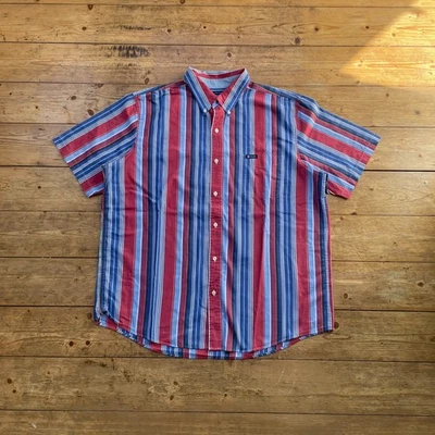Vintage Chaps red blue white striped short sleeve shirt Ralph Lauren smart - Image 1 of 4