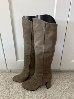 NUEVAS botas hasta la rodilla de gamuza tostada/seta Calvin Klein para mujer, talla 7 Foto 1 de 4