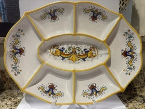 Deruta Piatto da portata ovale grande diviso italiano design delfino vassoio 17,5" - Foto 1 di 18