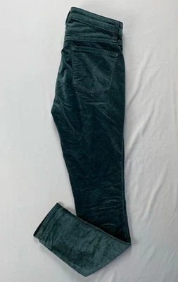 Pantalones de terciopelo de fieltro de terciopelo con bolsillo con botones ajustados tiro medio marca J Zion. Verde, 25. Foto 1 de 4