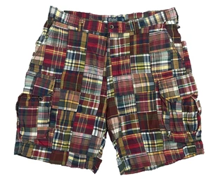 Polo Ralph Lauren Cargo Shorts Uomo 38 Multicolore Madras Plaid Patchwork Utility - Foto 1 di 4