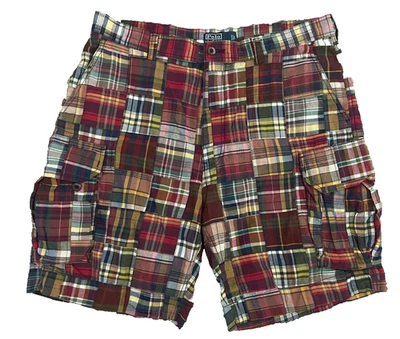 Pantalones Cortos Carga Polo Ralph Lauren Para Hombres 38 Multicolor Madras Cuadros Patchwork Utilidad Foto 1 de 4