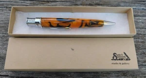 Penna a sfera 5" AMI Serrano ambra e resina nera di Santa Fe Stoneworks *NUOVA* - Foto 1 di 5