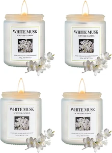 4er Pack Weißer Moschus Kerzen Set, 30 Oz 200 Stunden Home Aromatherapie Glas Kerzen, Lang - Bild 1 von 7