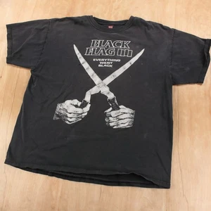 Black Flag Everything Went schwarzes T-Shirt LARGE y2k 80er Punk Hardcore Tee - Bild 1 von 7