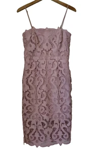 Bardot Lina Lace Sheath Cocktail Dress Pink Rose Women's 6 US Romantic Feminine - Picture 1 of 22