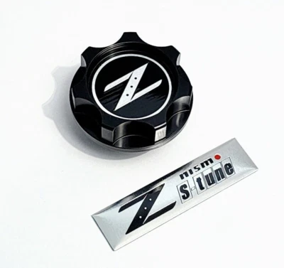BLACK OIL FILLER CAP M7-STYLE CNC ENGINE FOR NISM-O Z 370Z 350Z EMBLEM JDM - Image 1 of 4