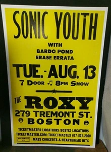 Sonic Youth W Bardo Pond & Erase Errata The Roxy Block Print Concert Poster - Picture 1 of 6