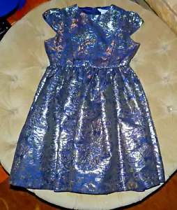 Chasing Fireflies Disney Couture Girl 14 Dress Costume Blu Gold Brocade Overlay - Picture 1 of 5