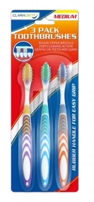 151 Pack of 3 Adult Toothbrushes by Claradent