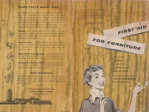 JOHNSON WAX BROCHURE "FIRST AID FOR FURNITURE" CLEANING SUGGESTIONS-1992 - Imagen 1 de 3