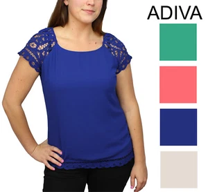Adiva Womens Blouse with Crochet Sleeves - Picture 1 of 7