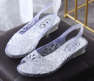 ORIGINALES SANDALIAS DE GOMA TRANSPARENTES CON CUÑA TALLA 38-39 - Imagen 1 de 9