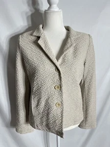 NWT! Eileen Fisher Muslin Convertible Collar Shaped Jacket Beige Petite M Womens - Picture 1 of 20