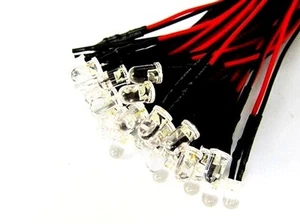 15x HO & N SCALE 5 MM PRE-WIRED LED LIGHT 12 VOLTS ( White ) - Picture 1 of 3