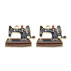 6PCS/Lot Black 25x19mm Enamel Sewing Machine Pendant Charms Jewelry DIY Findings