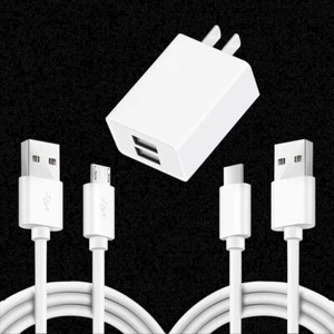 High Security white 2x USB Cable + Dual USB Power Adapter for Samsung Galaxy S4 - Foto 1 di 1