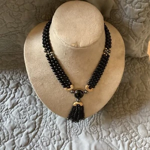 Onyx,Hematite & silver necklace. - Picture 1 of 4