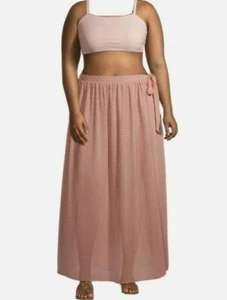 Time and Tru Women's Plus Size Swiss Dot Skirt Cover Up M,L,2x,3x Rose #XGYQU - Picture 1 of 3