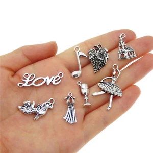 8pcs Mix Lots Retro Silver Metal Dancing Party Theme Charms Pendants Accessories - Picture 1 of 6