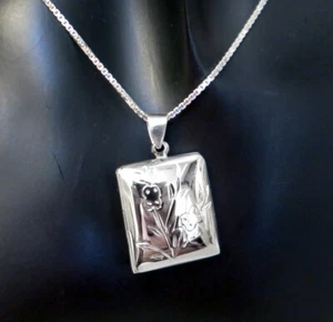 925 ECHT SILBER *** Großer massiver viereck rechteck Medaillon Anhänger - Bild 1 von 13