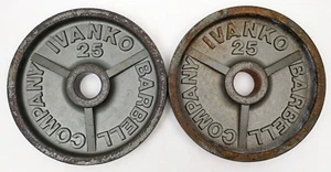 IVANKO Deep Dish 2 x 25 lb Olympic M-Series Weight Plates Vintage 2" Vtg - Picture 1 of 10