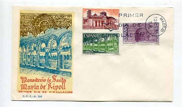 D27797 Spain FDC S.F.C. A 350 Buildings Architecture Monastery Ripoli - Image 1 of 1