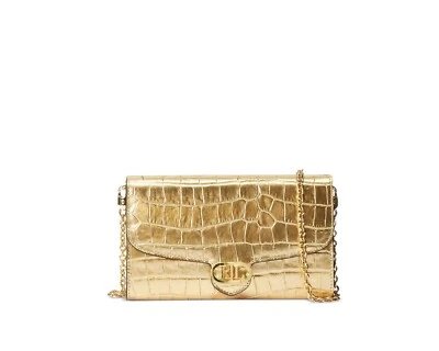 Ralph Lauren Embossed Leather Wallet Adair Crossbody Bag Modern Gold $195 - Image 1 of 4