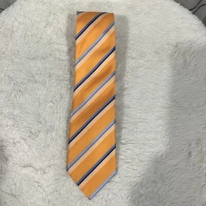 VTG Andrews Ties Men Tie Silk Made In Milano Italy Orange Blue Stripe Career - Picture 1 of 5