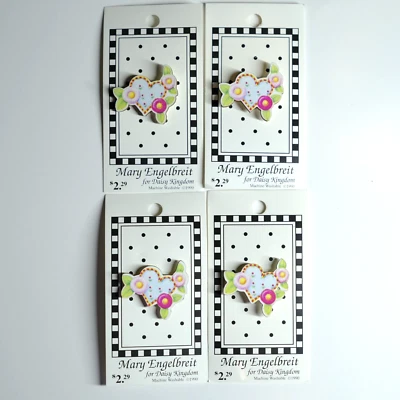 Cute Heart Shank Buttons Set Of 4 Vintage Daisy Kingdom Childrens - Image 1 of 4