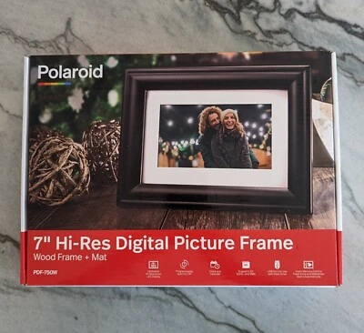 Polaroid PDF-750W Black Led Screen 7" Hi-Res Wood Digital Picture Photo Frame - Image 1 of 2