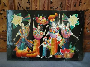 ACRYL GEMÄLDE GUATEMALA MITTELAMERIKA SIGNIERT EUGANIO JOLON ORIGINAL MEDIUM - Bild 1 von 12