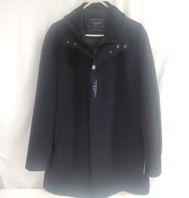 CHAPS Ralph Lauren Trench Coat Negro Vestido Chaqueta Forrada $325 Nuevo Para Hombre 46 Largo Foto 1 de 4