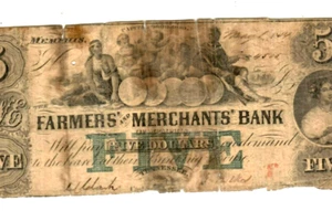 5 $ "FARMERS & MERCHANTS BANK" (BLAUAUFDRUCK) "TENNESSEE" 5 $ (MEMPHIS) SELTEN!!!! - Bild 1 von 3