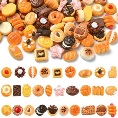 100x Cabujones con dije de galletas de pan de comida de resina para decoración de estuche de teléfono artesanías hágalo usted mismo Foto 1 de 4