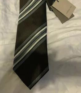 Corneliani Tie Brown /gray stripes, pure silk Italy - Picture 1 of 7