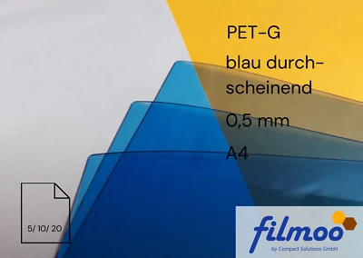 COMPACT SOLUTIONS GMBH PET-G | A4 | 0,5 mm | blau durchscheinend | Tiefziehfolie