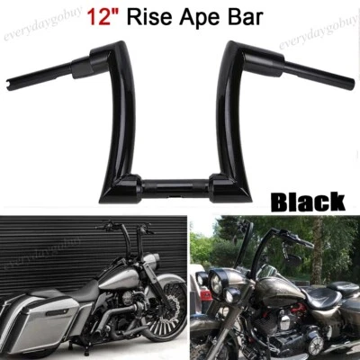 12" Rise 2" Ape Hanger Handlebar For Harley Fatboy Softail Sportster Road King Foto 1 de 4