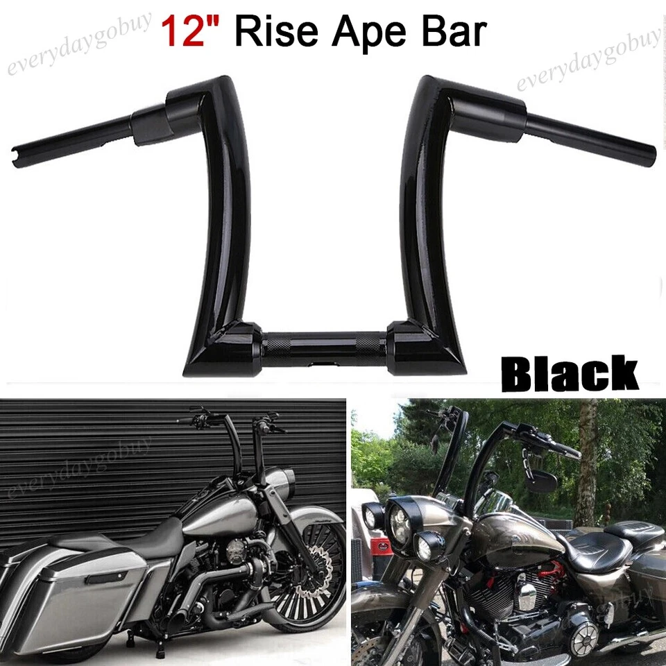 12" Rise 2" Ape Hanger Handlebar For Harley Fatboy Softail Sportster Road King Foto 1 de 4
