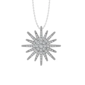 Sterling Silver Lab Grown Diamond Composite Pendant Necklace 18" Silver Chain - Picture 1 of 5