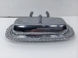 Vintage Silver Chrome Irvinware Butter Dish w/ Knife Holder No Knife Included - Picture 1 of 15