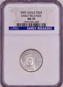2007 $25 1/4 oz American Platinum Eagle NGC MS70 Early Releases - Picture 1 of 3
