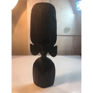 "Statua tribale africano scultura vintage intagliata statua in legno nero donna 13" - Foto 1 di 9
