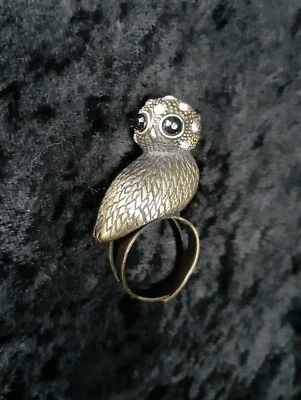 Anel de bronze coruja *NOVO* anel de metal ajustável declaração de cristais anel de coquetel  - Imagem 1 de 4