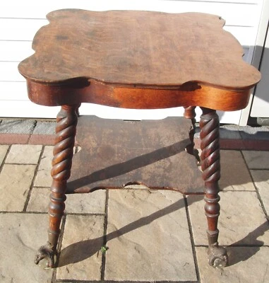 Mesa de roble victoriano hierro fundido y vidrio muebles pies cara victoriana patas remolinadas Foto 1 de 4