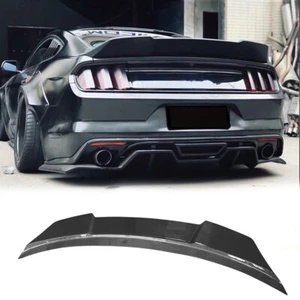Carbon Fiber R Style Rear Trunk Wing Splitter Lip for Ford Mustang 15-17 E - Picture 1 of 10