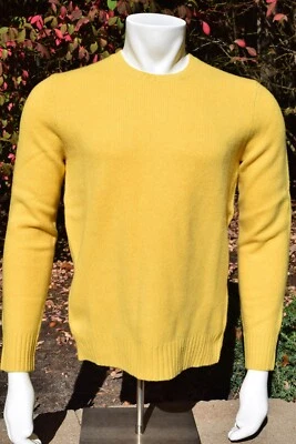 NUEVO CON ETIQUETAS $248 Hombres Polo Ralph Lauren Lana Mezcla Cachemira Suéter Amarillo Talla S Cuello Redondo Foto 1 de 4