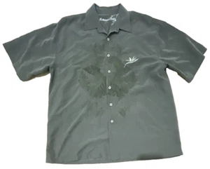 Bamboo Cay Embroidered Green Aloha Hawaiian Shirt Men Large - Picture 1 of 6