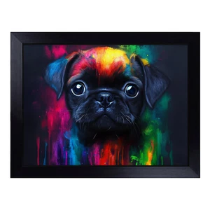 Mops Kunstwerk Hund Schoß Tablett gepolsterter Sitzsack gepolstert TV Abendessen Essen Laptop Schreibtisch - Bild 1 von 4